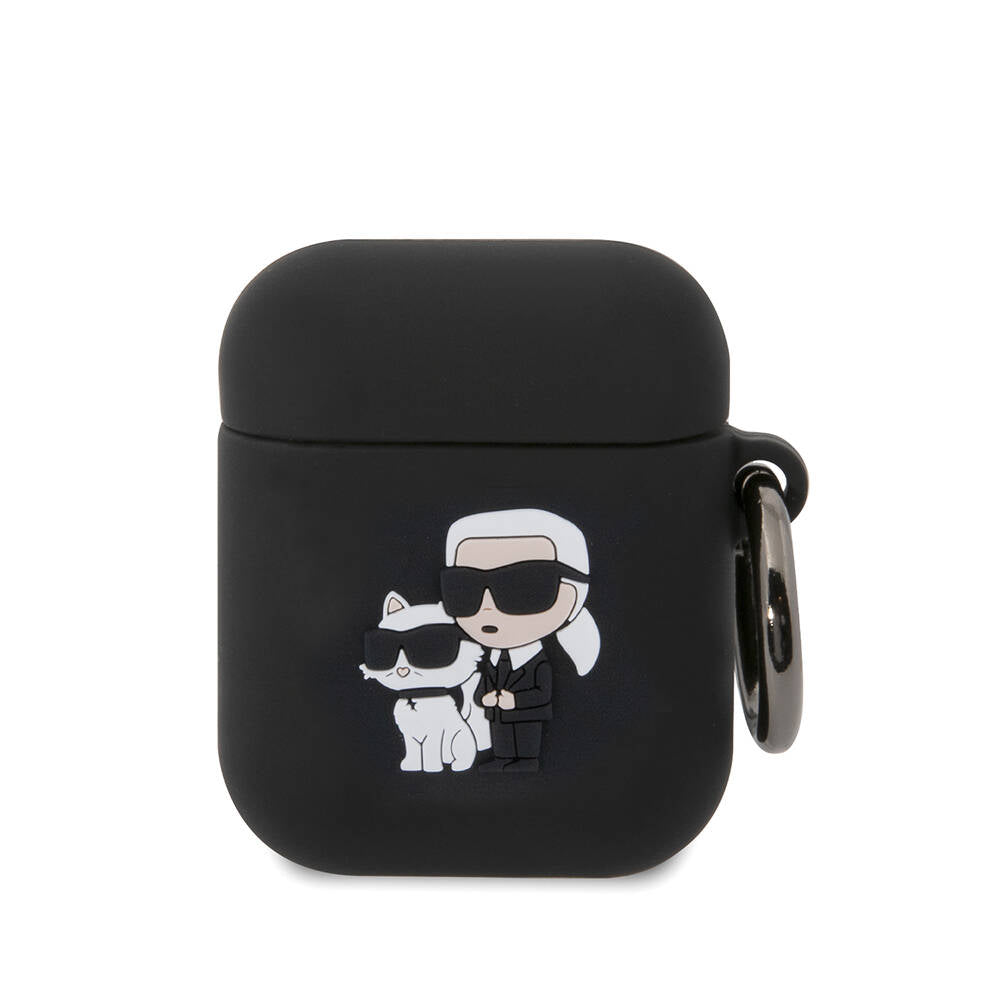 Apple Airpods Kılıf Karl Lagerfeld Orjinal Lisanslı Karl & Choupette 3D Silikon Kapak - Görsel 2