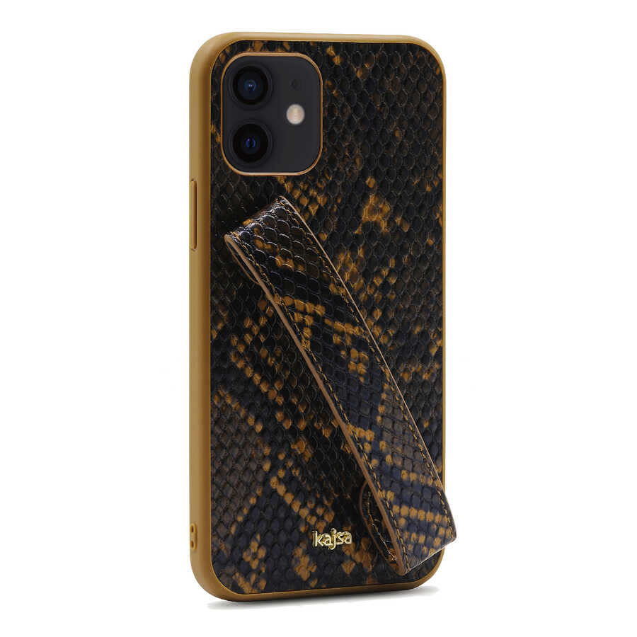 Apple iPhone 12 Kılıf Kajsa Glamorous Serisi Snake Handstrap Kapak - Görsel 7