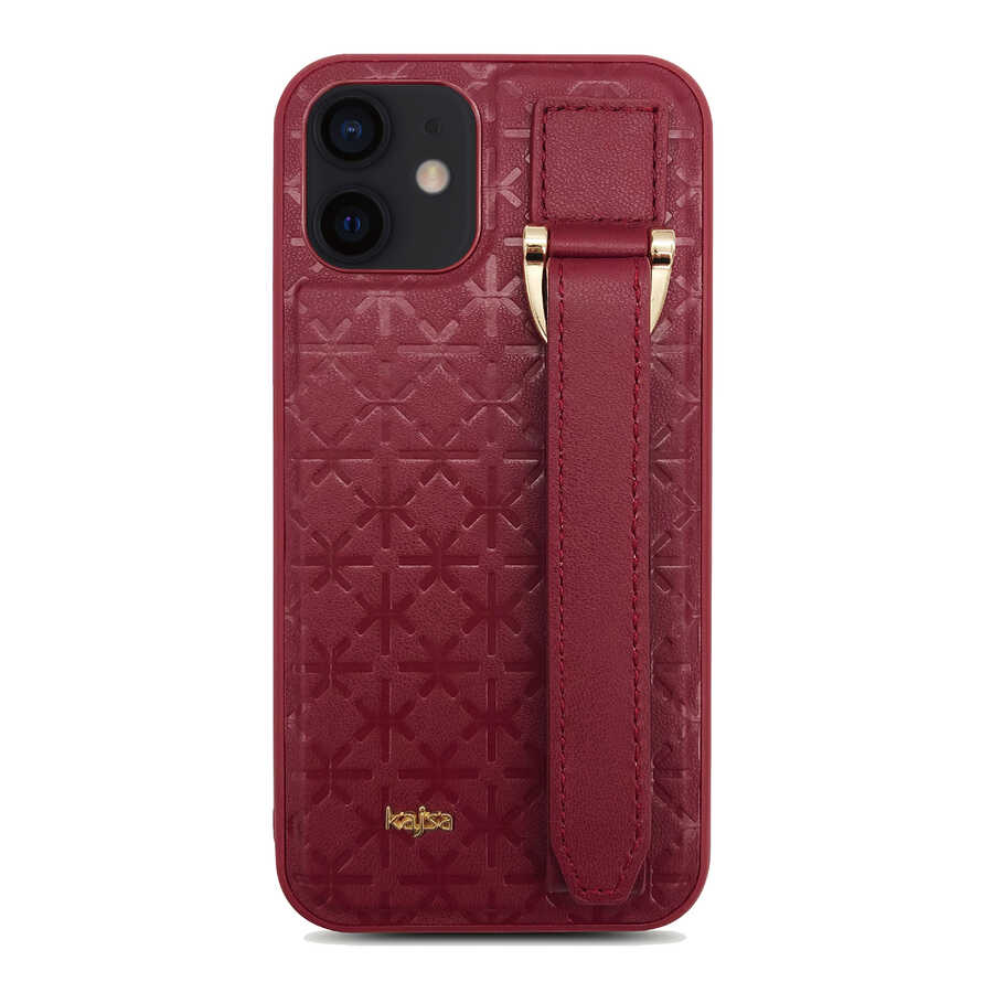 Apple iPhone 12 Kılıf Kajsa Neo Clasic Serisi Mono K Strap Kapak - Görsel 7