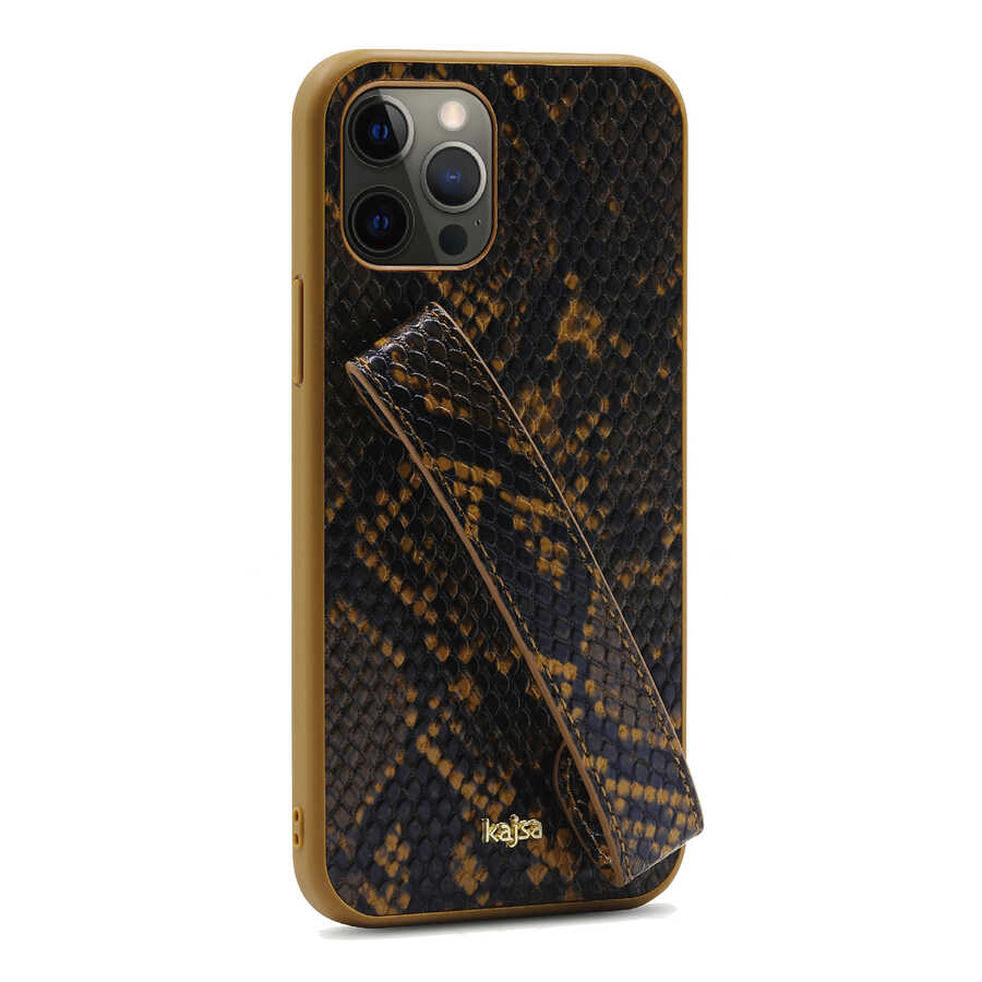 Apple iPhone 12 Pro Max Kılıf Kajsa Glamorous Serisi Snake Handstrap Kapak - Görsel 7