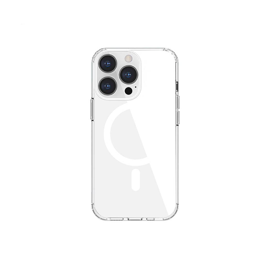 Apple iPhone 13 Kılıf M-safe Şarj Özellikli Airbagli Şeffaf PC Arka Yüzey Recci Magnetik Suction Serisi Kapak - Görsel 2