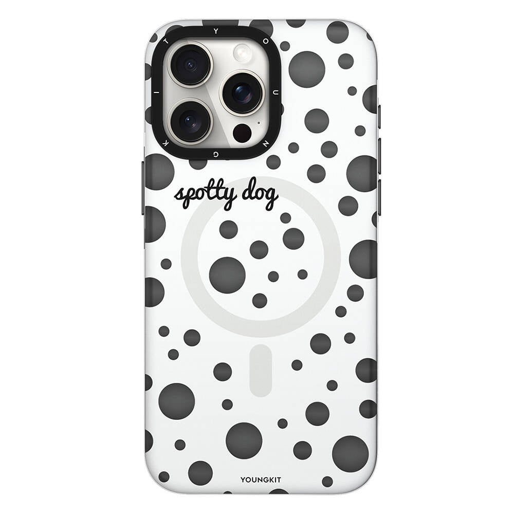 Apple iPhone 13 Pro Kılıf M-safe Şarj Özellikli Polka Dot Desenli Youngkit Spots Serisi Kapak - Görsel 4