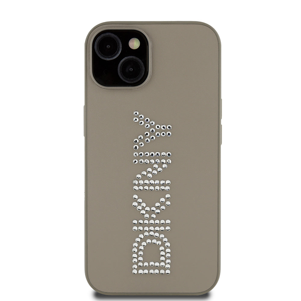 Apple iPhone 14 Kılıf DKNY Orjinal Lisanslı Taşlı DKNY Yazılı Metalik Rhinestones PU Deri Kapak - Görsel 3