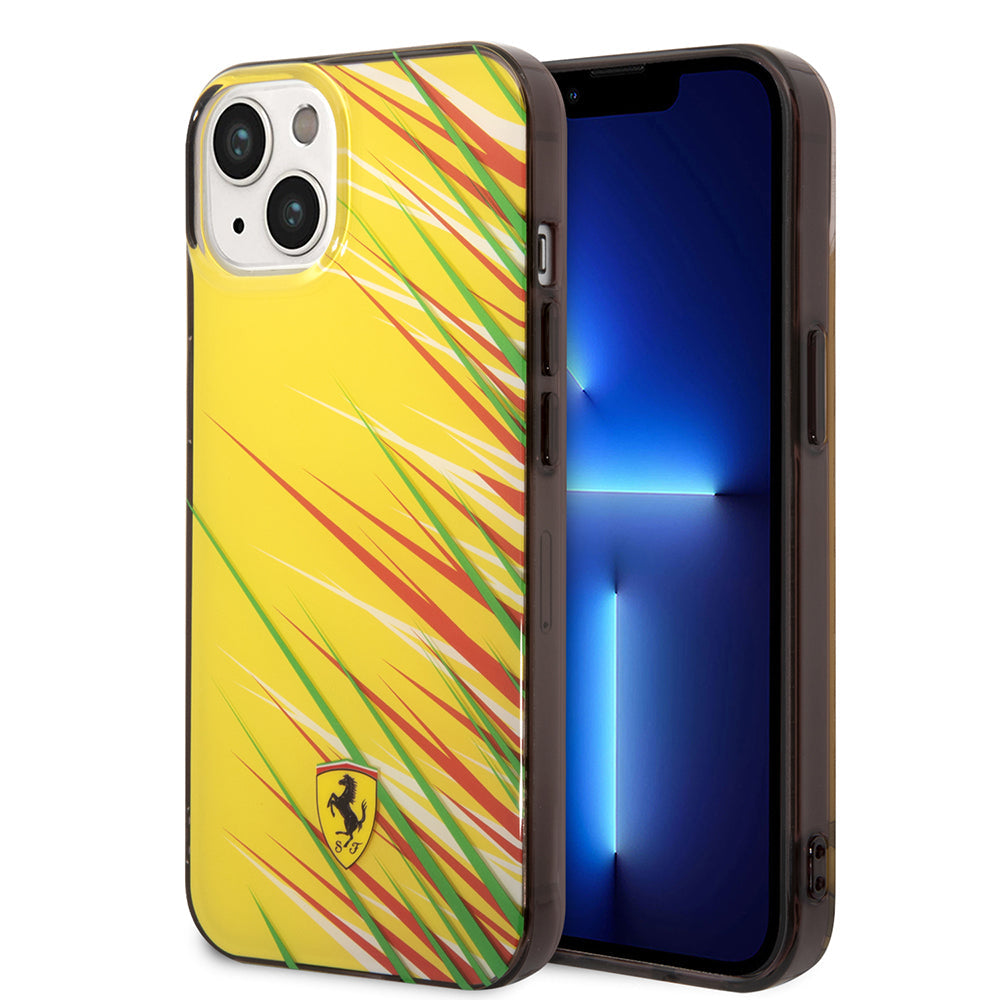 Apple iPhone 14 Kılıf Ferrari Orjinal Lisanslı Baskı Logolu Çimen Desenli Kapak - Görsel 4
