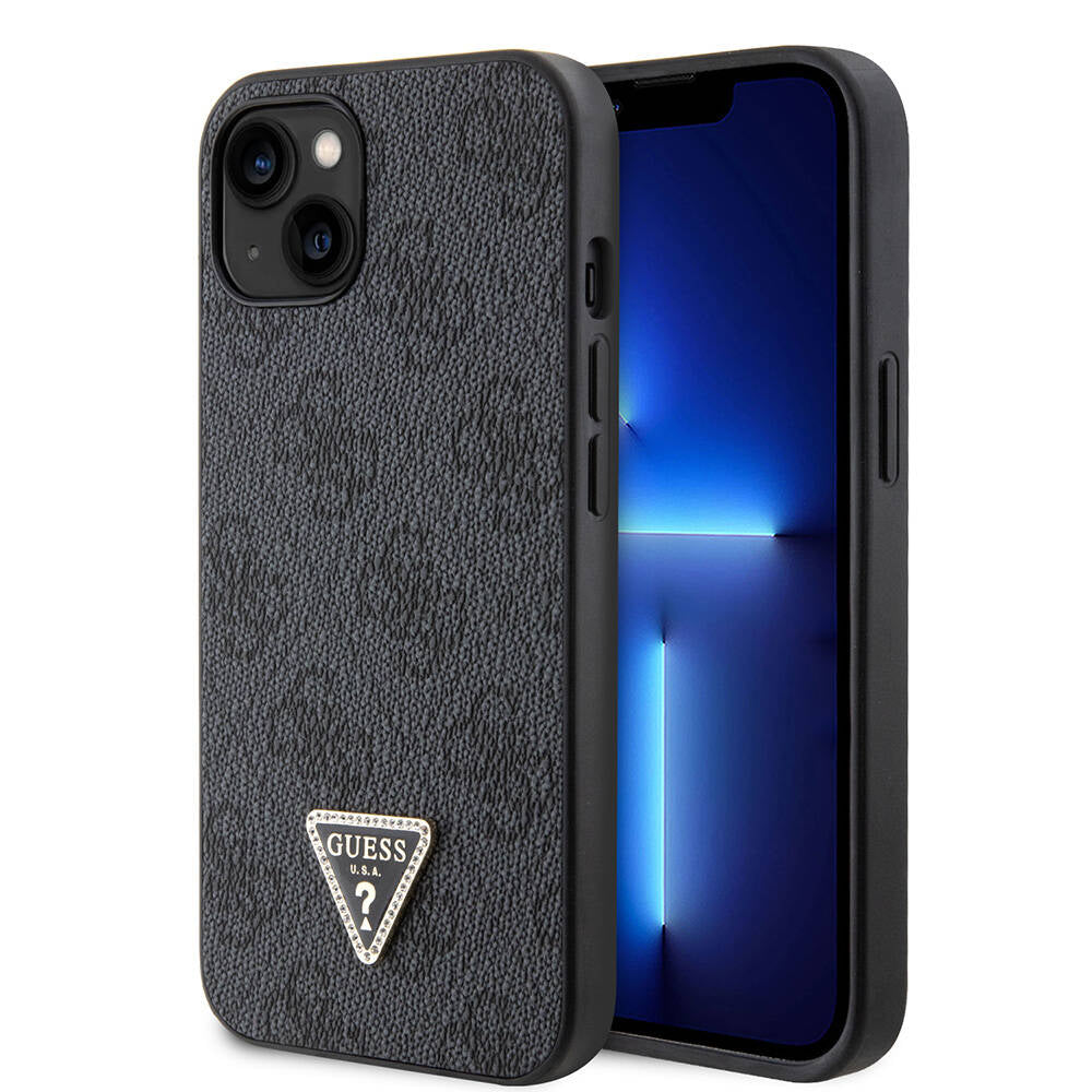 Apple iPhone 14 Kılıf Guess Orjinal Lisanslı PU Deri Taşlı Üçgen Logo 4G Desenli Kapak - Görsel 4