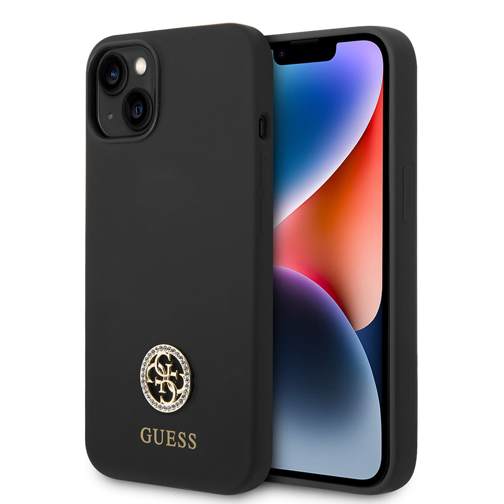 Apple iPhone 14 Kılıf Guess Orjinal Lisanslı Yazı ve Taşlı 4G Logolu Silikon Kapak - Görsel 2
