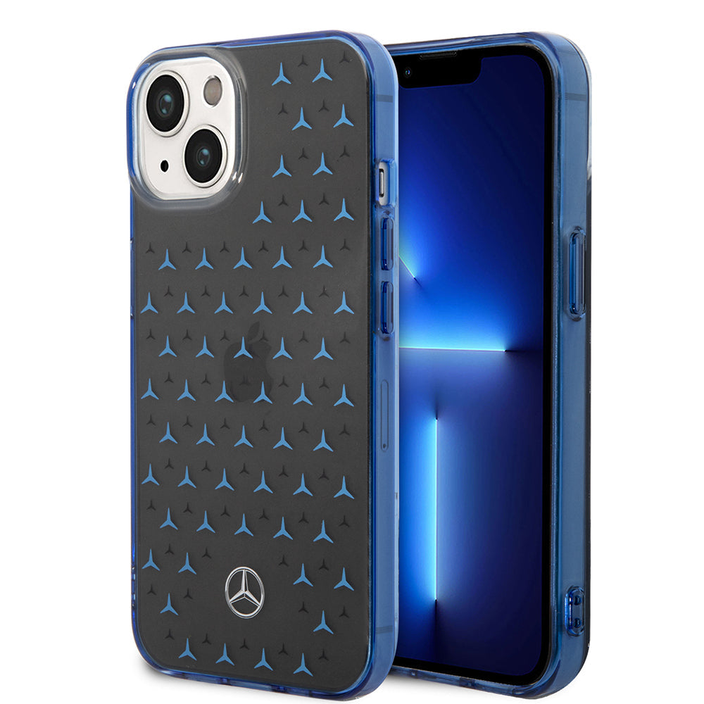 Apple iPhone 14 Kılıf Mercedes Benz Çift Katmanlı Yıldız Desenli Dizayn Kapak - Görsel 3