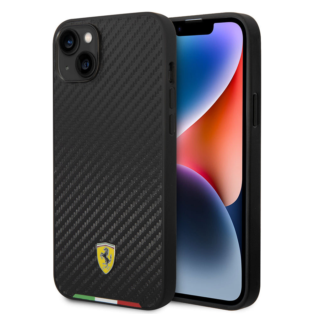 Apple iPhone 14 Plus Kılıf Ferrari Orjinal Lisanslı M-safe Şarj Özellikli Karbon İtalyan Bayrak Dizayn Kapak - Görsel 2