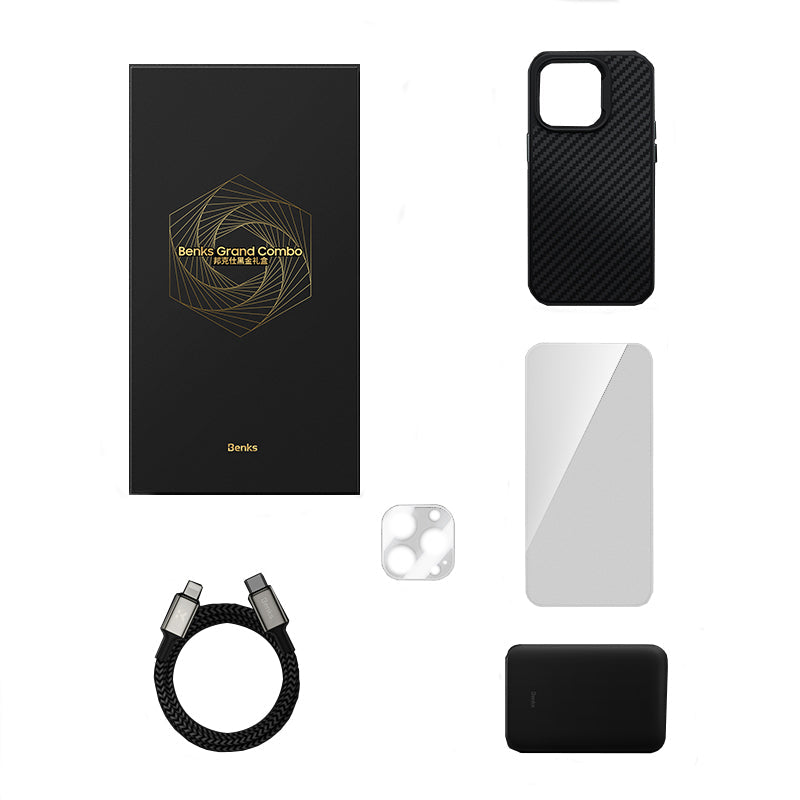 Apple iPhone 14 Pro Benks Grand Combo 5in1 Aksesuar Seti Kılıf-Ekran Koruyucu-Lens Koruyucu-Kablo-Powerbank - Görsel 2