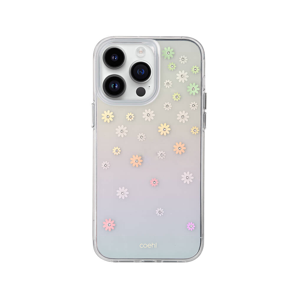 Apple iPhone 14 Pro Kılıf Çiçek Desenli Taşlı Coehl Aster Kapak - Görsel 2