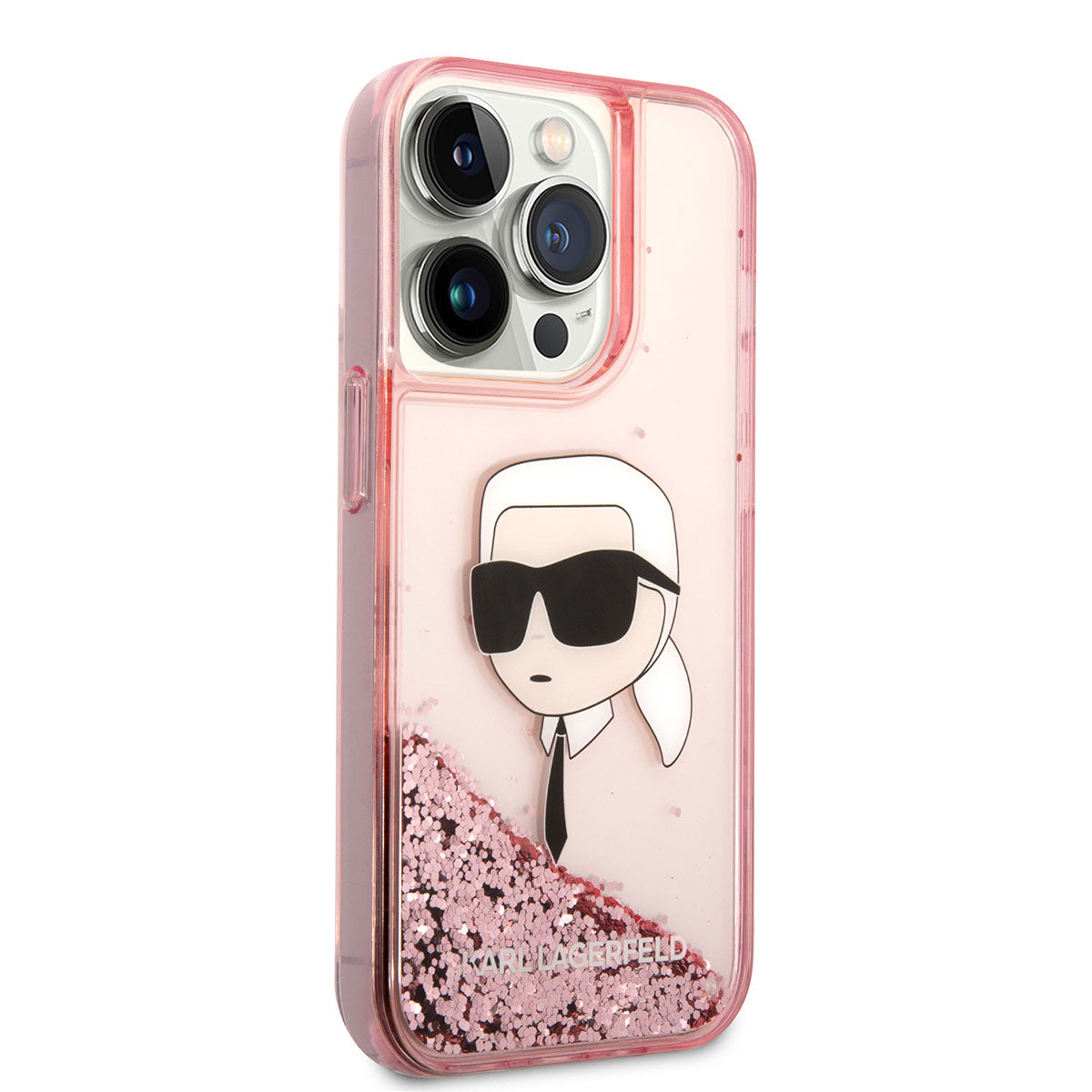 Apple iPhone 14 Pro Kılıf Karl Lagerfeld Sıvılı Simli Karl Head Dizayn Kapak - Görsel 3