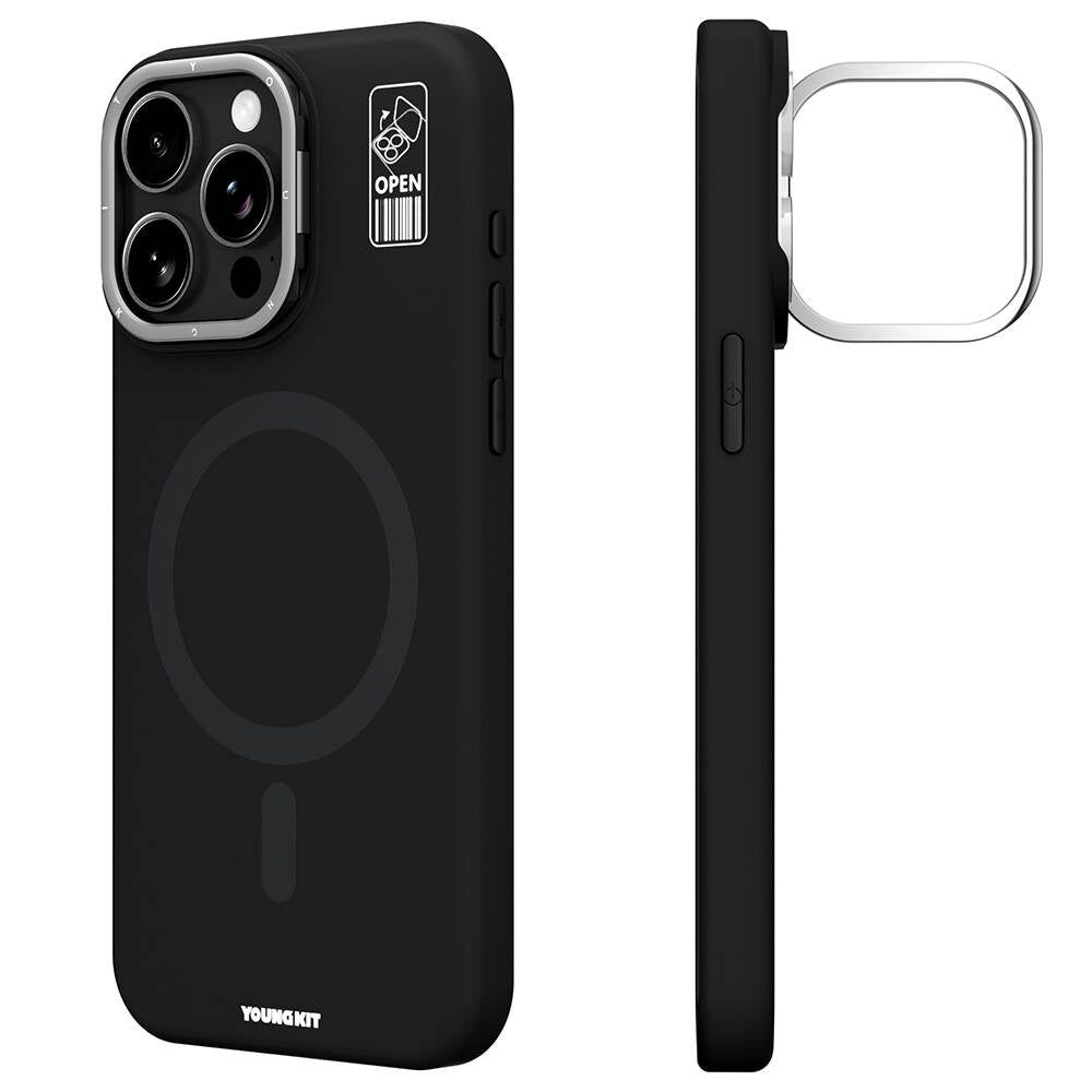 Apple iPhone 14 Pro Kılıf M-safe Şarj Özellikli Kamera Standlı Youngkit Bitty Cream Kapak - Görsel 3