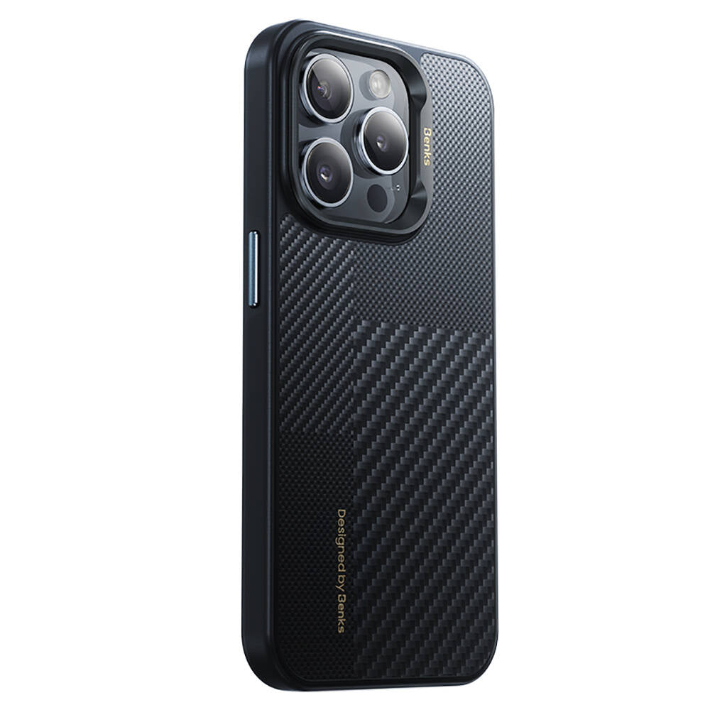 Apple iPhone 14 Pro Kılıf M-safe Şarj Özellikli Karbon Fiber Benks Montage Hybrid ArmorPro Kevlar Kapak - Görsel 2