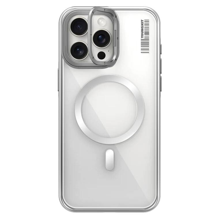Apple iPhone 14 Pro Kılıf M-safe Şarj Özellikli Sararma Önleyici Youngkit Crystal Grid Kapak - Görsel 5