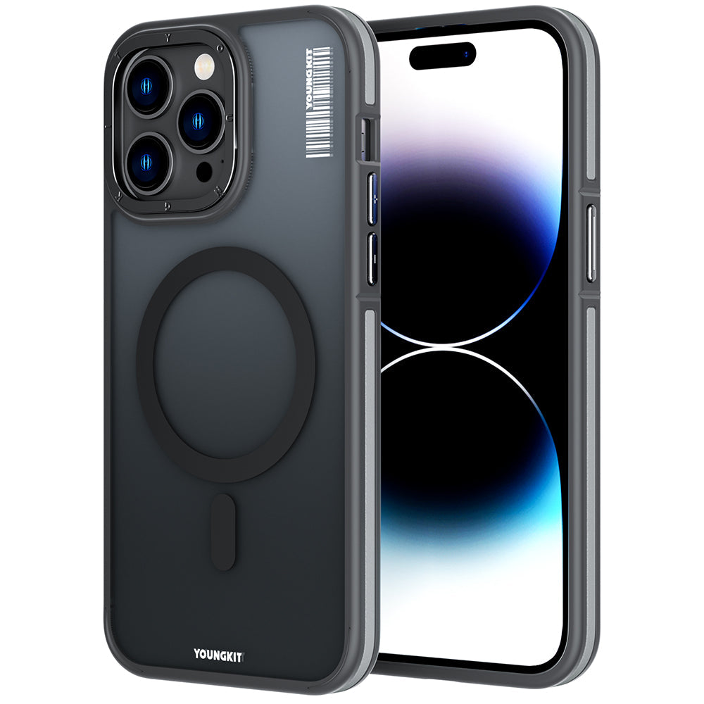 Apple iPhone 14 Pro Kılıf M-safe Şarj Özellikli Youngkit Rock Sand Serisi Kapak - Görsel 5
