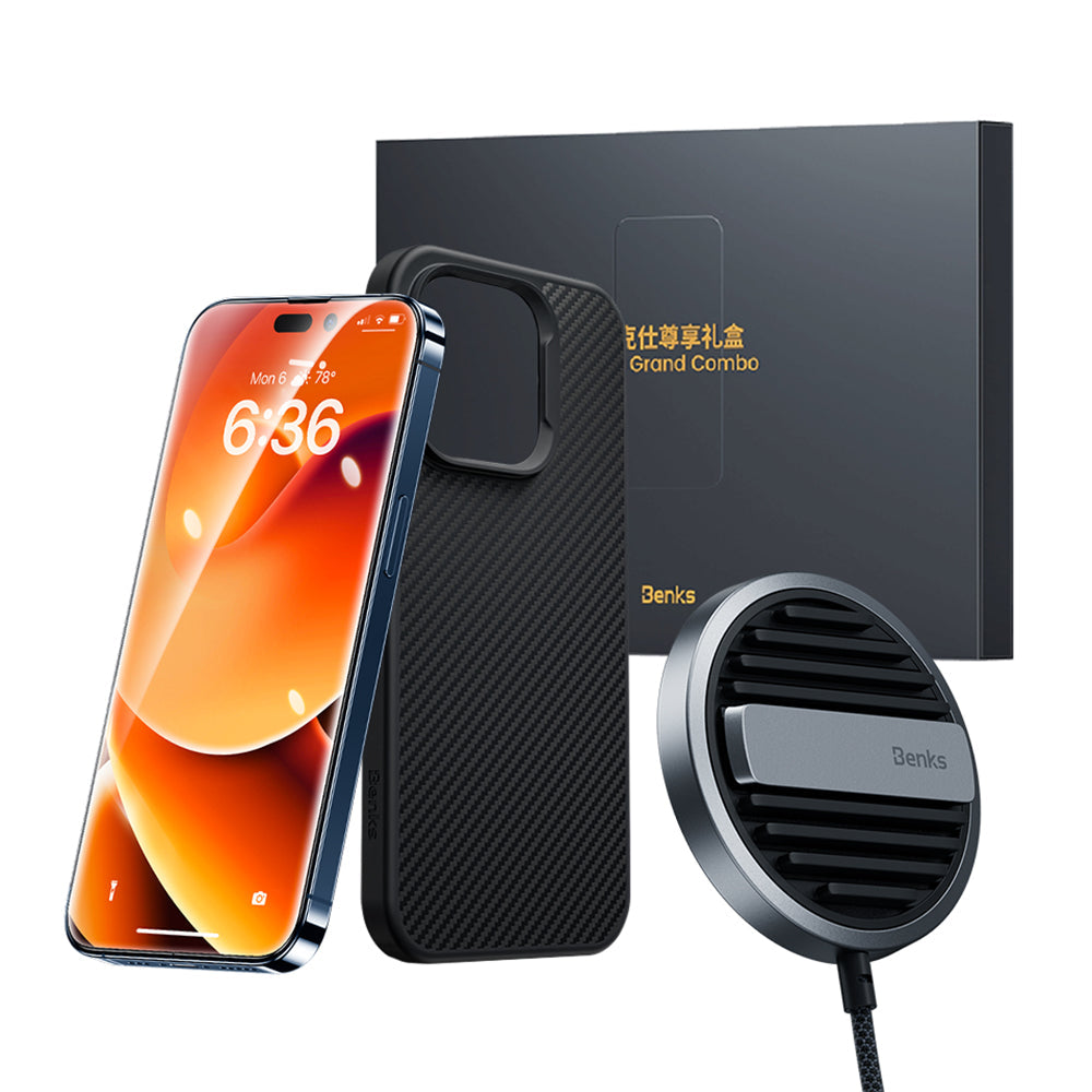 Apple iPhone 14 Pro Max Benks Grand Combo MFM01 3in1 Aksesuar Seti Kılıf-Ekran Koruyucu-Wireless Şarj Aleti - Görsel 2