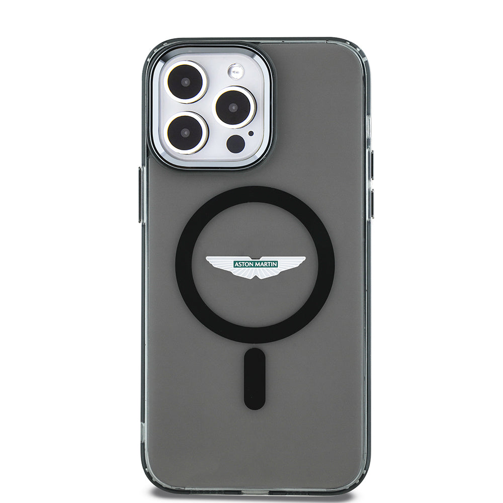Apple iPhone 14 Pro Max Kılıf Aston Martin Orjinal Lisanslı M-safe Şarj Özellikli IML Baskı Logolu Metal Düğmeli Kapak - Görsel 2