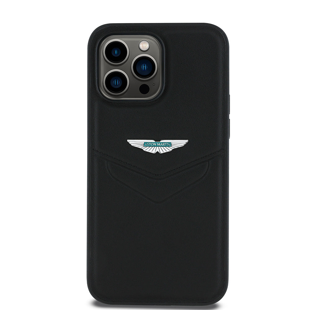 Apple iPhone 14 Pro Max Kılıf Aston Martin Orjinal Lisanslı Victory Dizayn PU Deri Metal Logolu Kapak - Görsel 2