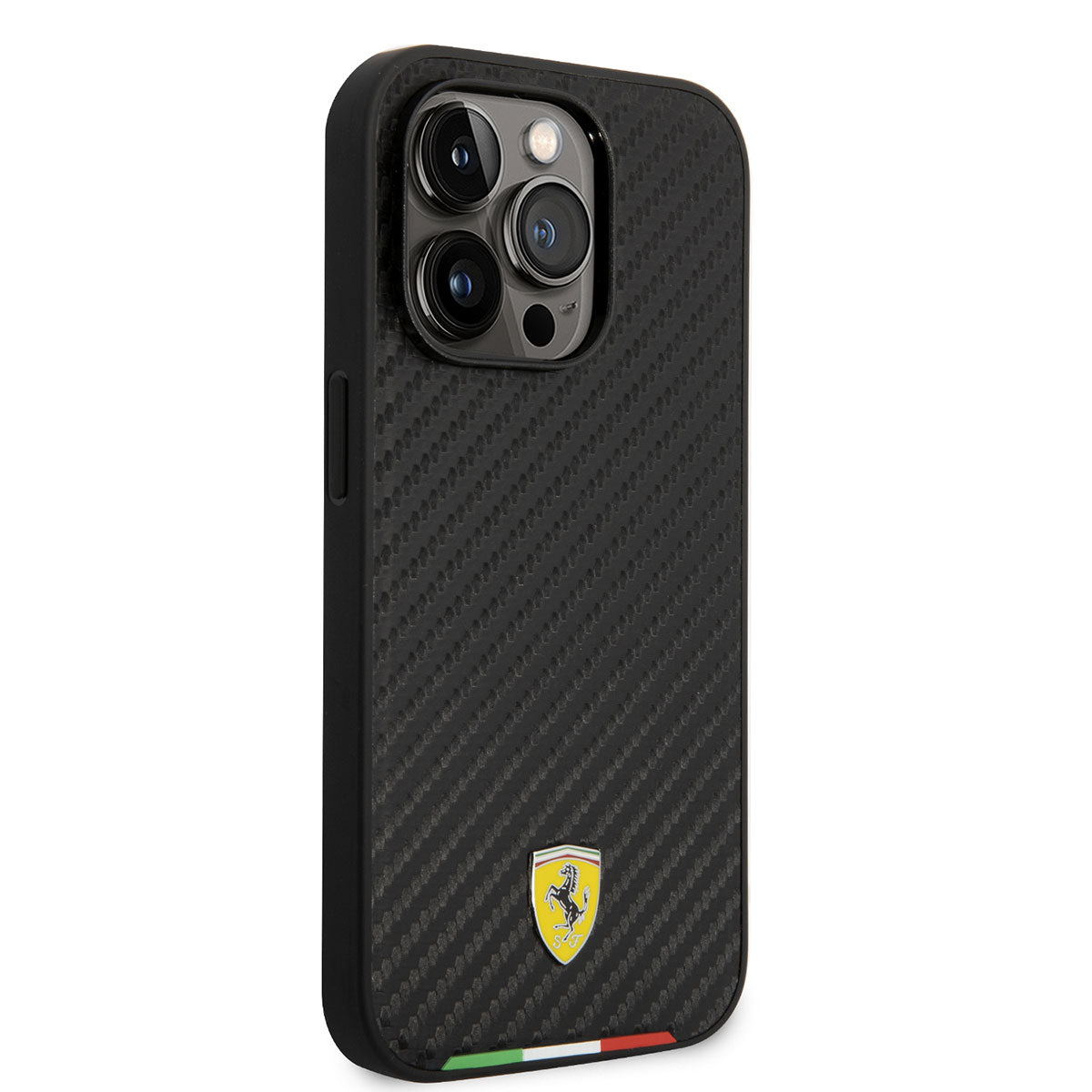Apple iPhone 14 Pro Max Kılıf Ferrari M-safe Şarj Özellikli Karbon İtalyan Bayrak Dizayn Kapak - Görsel 2