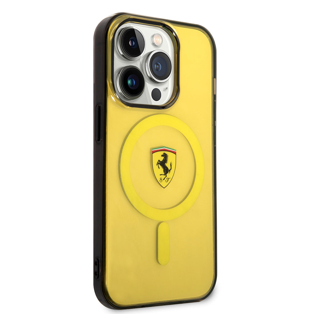 Apple iPhone 14 Pro Max Kılıf Ferrari M-safe Şarj Özellikli Yarı Transparan Dizayn Kapak - Görsel 4