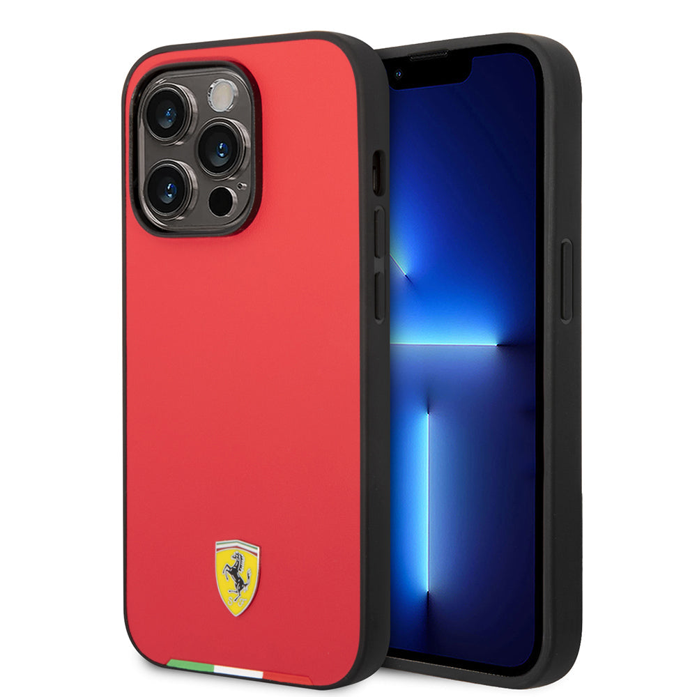 Apple iPhone 14 Pro Max Kılıf Ferrari Orjinal Lisanslı PU Deri İtalyan Bayrak Dizayn Kapak - Görsel 2