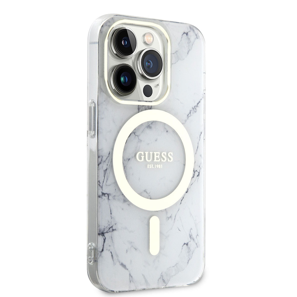 Apple iPhone 14 Pro Max Kılıf GUESS M-safe Şarj Özellikli Mermer Desenli Kapak - Görsel 2