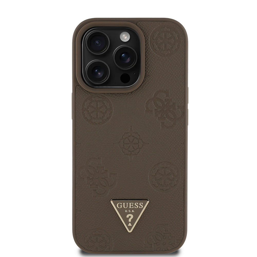 Apple iPhone 14 Pro Max Kılıf Guess Orjinal Lisanslı M-safe Şarj Özellikli Sıcak Baskılı Üçgen Logolu PU Deri Peony Kapak - Görsel 3