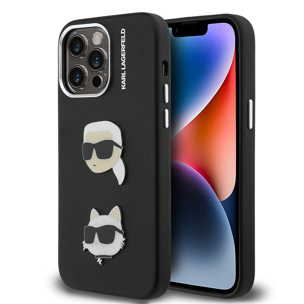 Apple iPhone 14 Pro Max Kılıf Karl Lagerfeld Orjinal Lisanslı K&C Heads Pin Kapak - Görsel 2