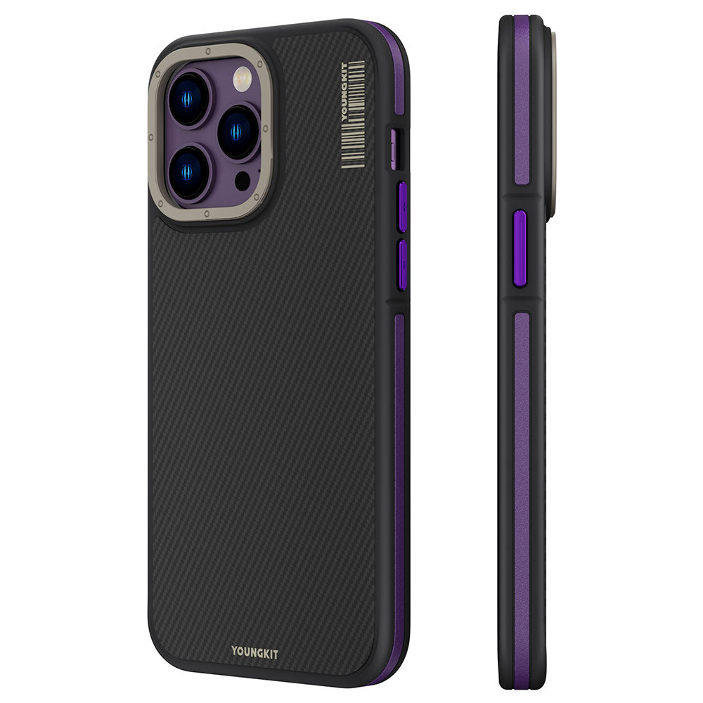 Apple iPhone 14 Pro Max Kılıf M-safe Şarj Özellikli YoungKit 600D Kevlar Kapak - Görsel 5
