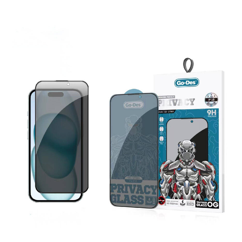 Apple iPhone 15 Go Des 9D Full Cover Privacy Temperli Cam Ekran Koruyucu - Görsel 2