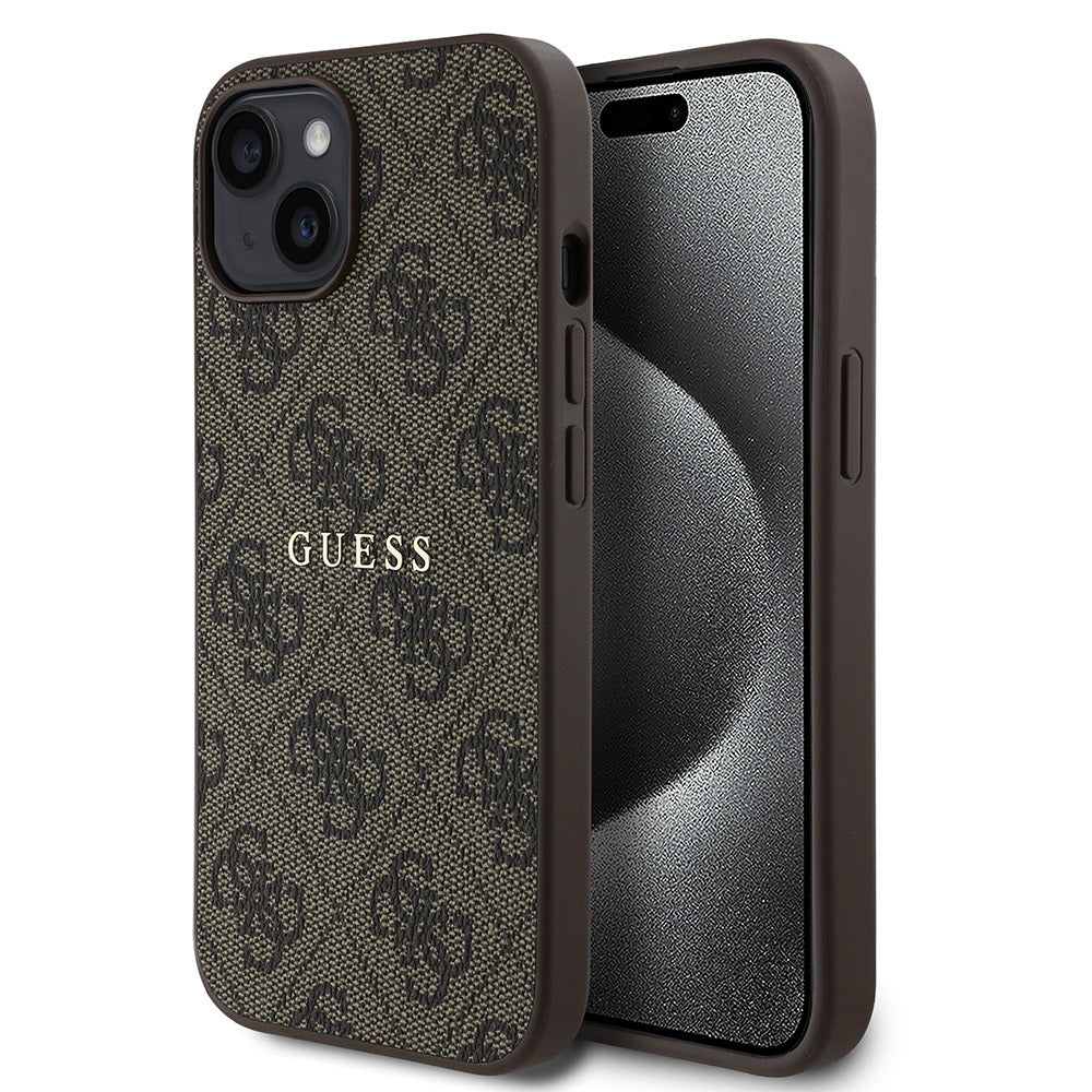 Apple iPhone 15 Kılıf Guess Orjinal Lisanslı M-safe Şarj Özellikli 4G Desen Yazı Logolu Kapak - Görsel 2