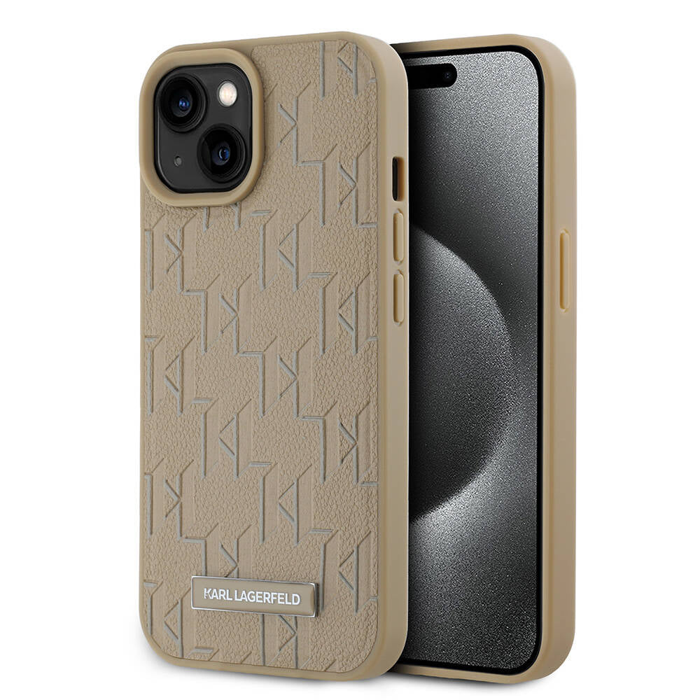 Apple iPhone 15 Kılıf Karl Lagerfeld Orjinal Lisanslı M-safe Şarj Özellikli KL Yazılı Hot Stamp Kapak - Görsel 3
