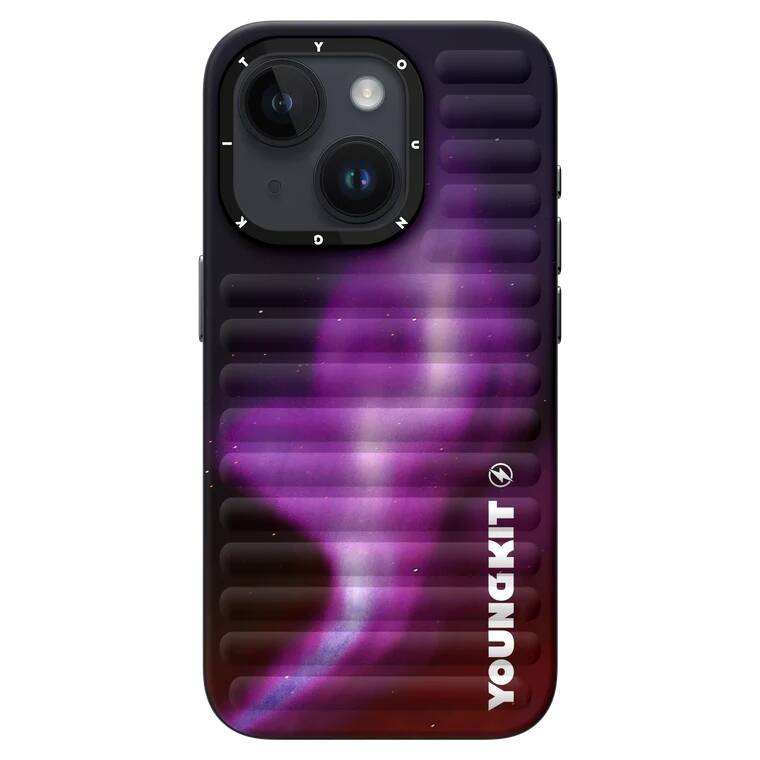 Apple iPhone 15 Kılıf Kuzey Işıkları Desenli Youngkit Aurora Serisi Kapak - Görsel 4