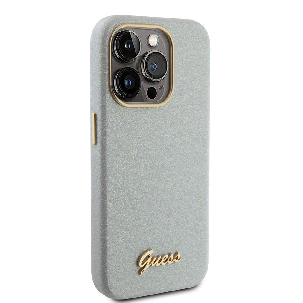 Apple iPhone 15 Pro Kılıf Guess Orjinal Lisanslı Yazı Logolu Glitter Glossy Script Kapak - Görsel 5