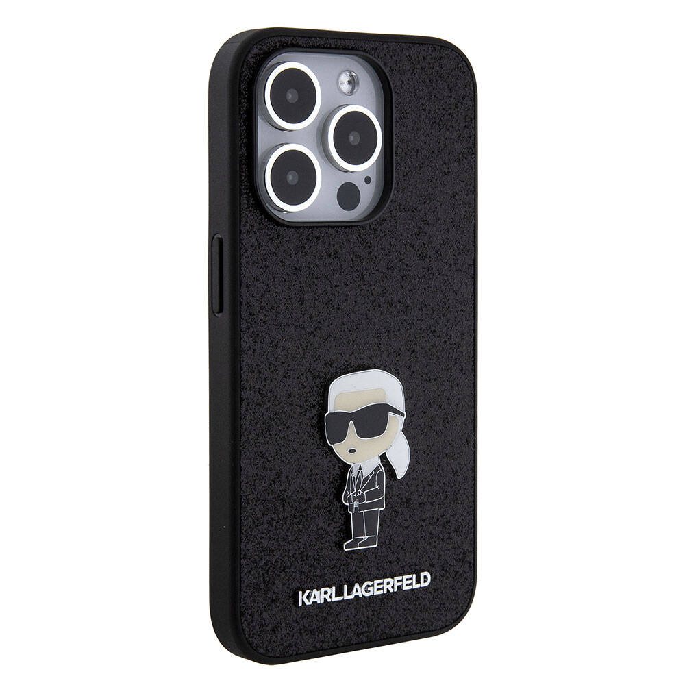 Apple iPhone 15 Pro Kılıf Karl Lagerfeld İkonik Fixed Glitter Metal Logo Orjinal Lisanslı Kapak - Görsel 2