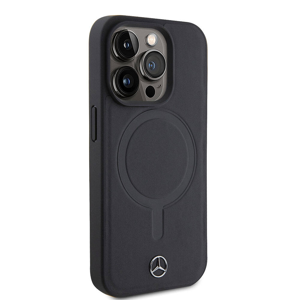 Apple iPhone 15 Pro Kılıf Mercedes Benz M-safe Şarj Özellikli Yumuşak Deri Orjinal Lisanslı Kapak - Görsel 2