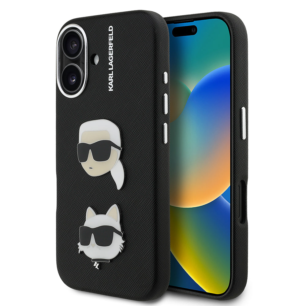 Apple iPhone 16 Kılıf Karl Lagerfeld Orjinal Lisanslı K&C Heads Pin Kapak - Görsel 2