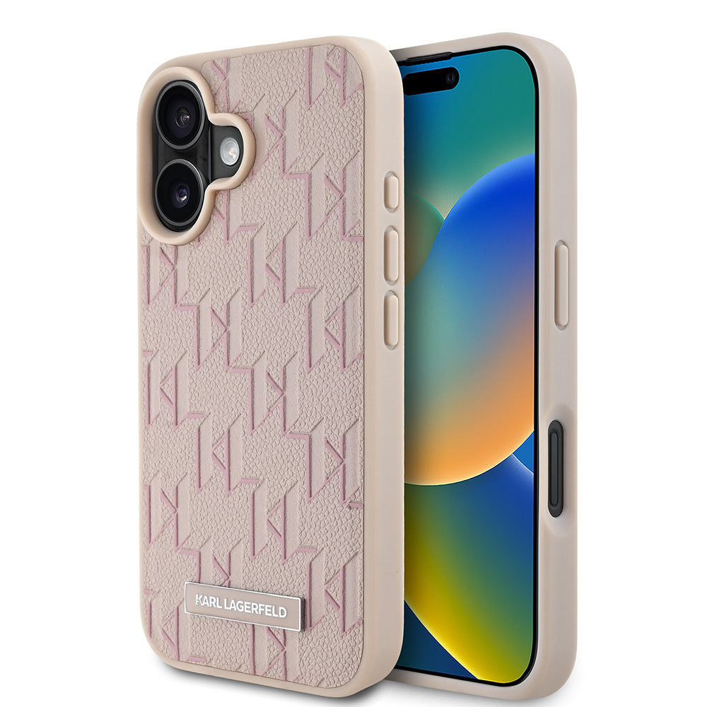 Apple iPhone 16 Kılıf Karl Lagerfeld Orjinal Lisanslı M-safe Şarj Özellikli KL Yazılı Hot Stamp Kapak - Görsel 4