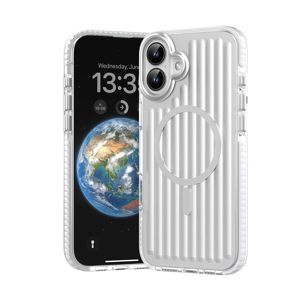 Apple iPhone 16 Kılıf M-safe Şarj Özellikli Oyuklu Tasarım Mutural Bumpy Clear Kapak - Görsel 5