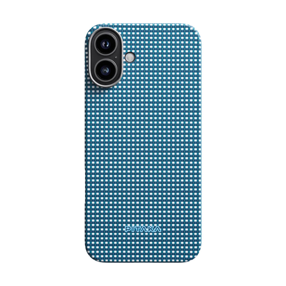 Apple iPhone 16 Plus Kılıf M-safe Şarj Özellikli Aramid Fiber Pitaka Ultra-Slim Classic Serisi Ocean Blue Kapak - Görsel 2