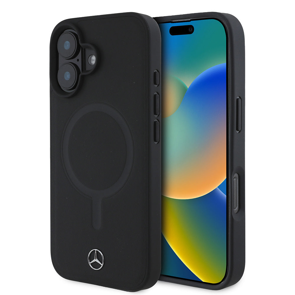 Apple iPhone 16 Plus Kılıf Mercedes Benz M-safe Şarj Özellikli Yumuşak Deri Orjinal Lisanslı Kapak - Görsel 2
