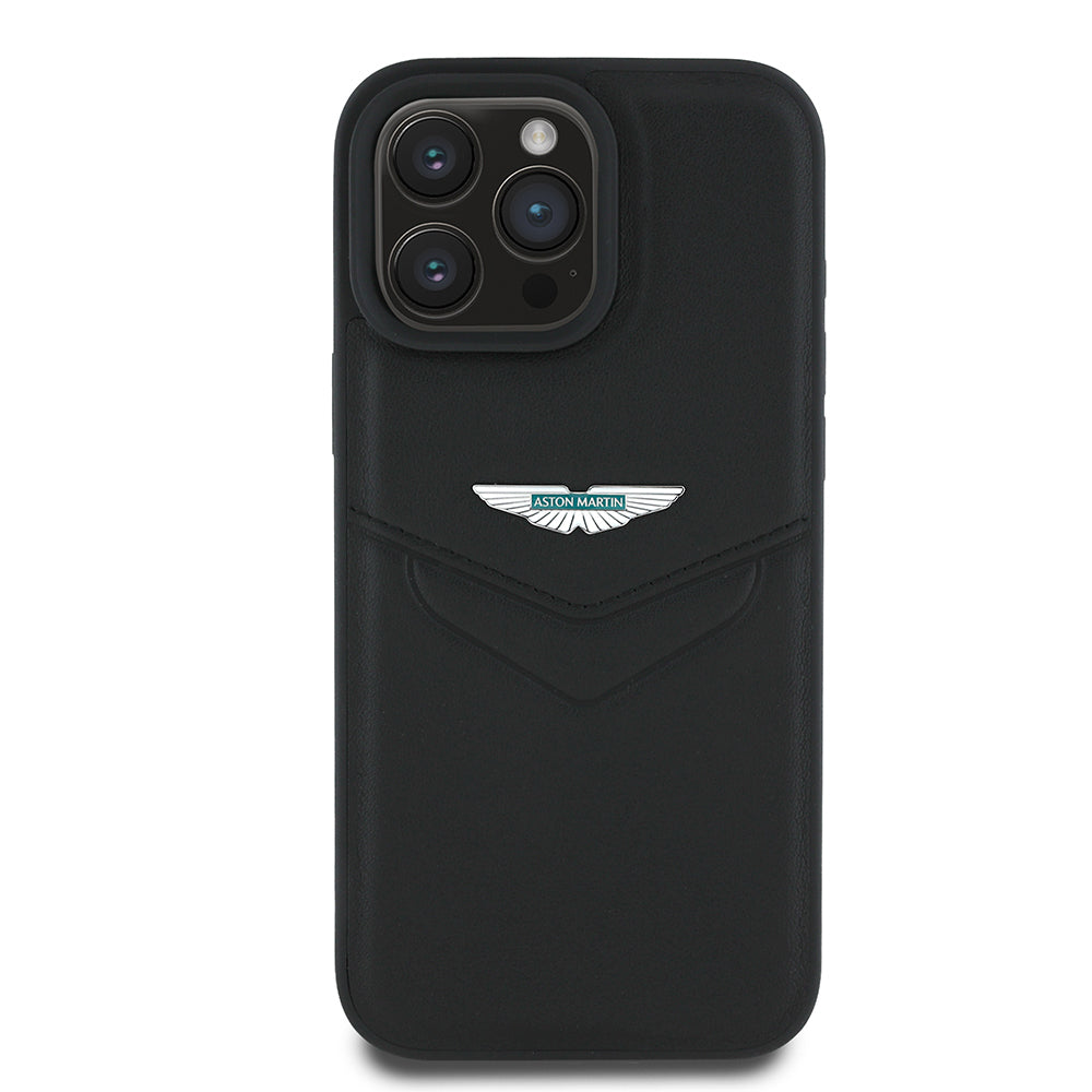 Apple iPhone 16 Pro Kılıf Aston Martin Orjinal Lisanslı Victory Dizayn PU Deri Metal Logolu Kapak - Görsel 2