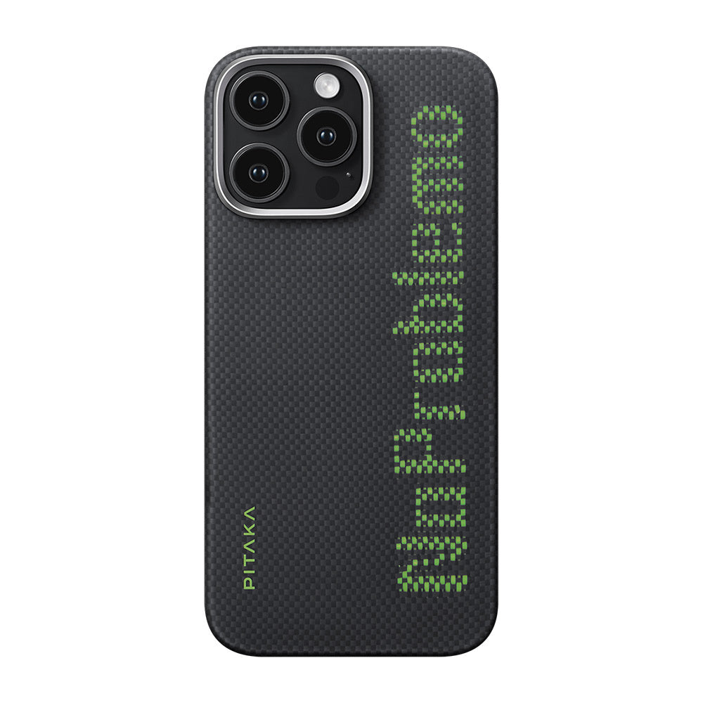 Apple iPhone 16 Pro Kılıf M-safe Şarj Özellikli Lumintex Teknolojili Fosforlu Aramid Fiber Pitaka Tactile Woven Aries Serisi NoProblemo Kapak - Görsel 2