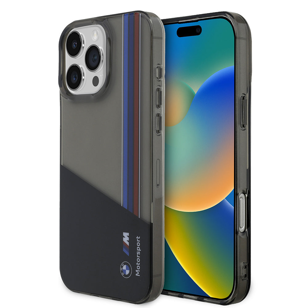 Apple iPhone 16 Pro Max Kılıf BMW Orjinal Lisanslı Yarı Transparan M Dizayn Çizgili Kapak - Görsel 2