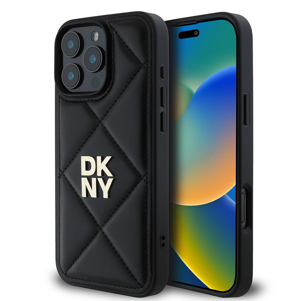Apple iPhone 16 Pro Max Kılıf DKNY Orjinal Lisanslı Kapitone Tasarımlı Metal Logolu Deri Kapak - Görsel 3