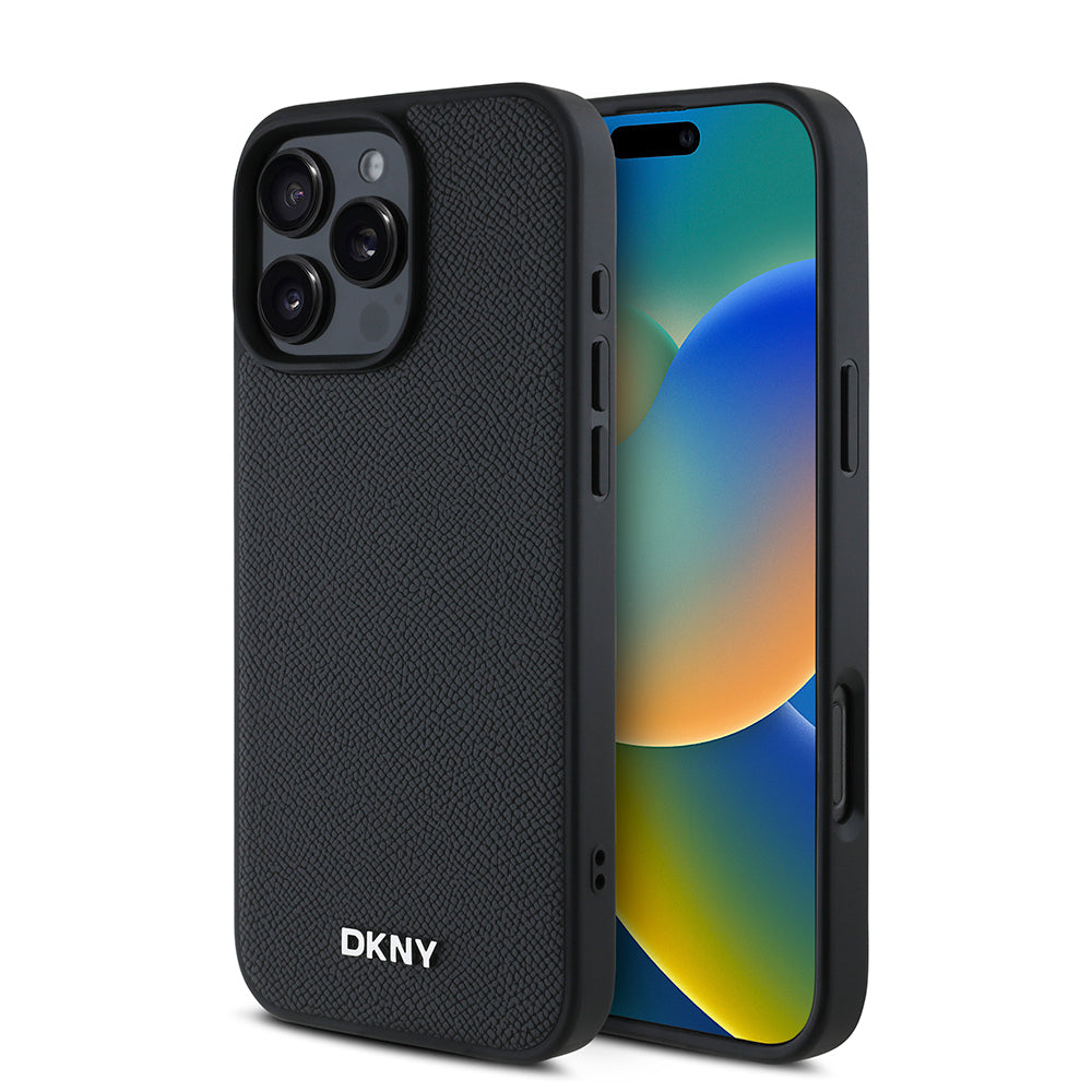 Apple iPhone 16 Pro Max Kılıf DKNY Orjinal Lisanslı M-safe Şarj Özellikli Metal Logolu PU Deri Grained Kapak - Görsel 2