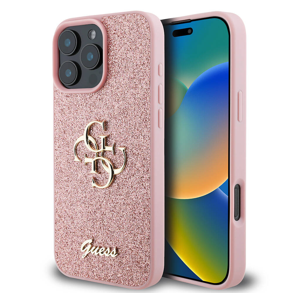 Apple iPhone 16 Pro Max Kılıf Guess Orjinal Lisanslı 4G Büyük Metal Logolu Glitter Kapak - Görsel 4