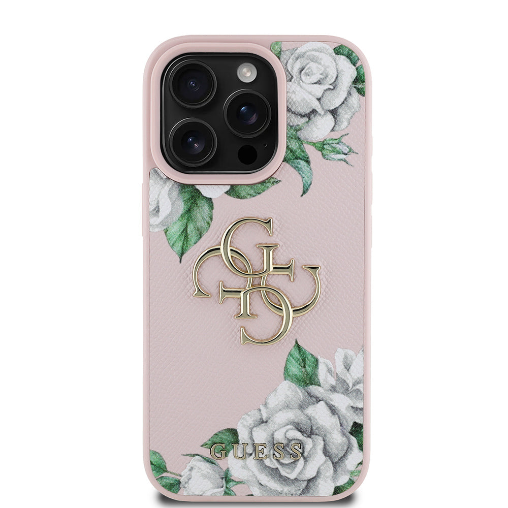 Apple iPhone 16 Pro Max Kılıf Guess Orjinal Lisanslı Gül Baskılı Büyük Metal Logo Dizaynlı Kapak - Görsel 4
