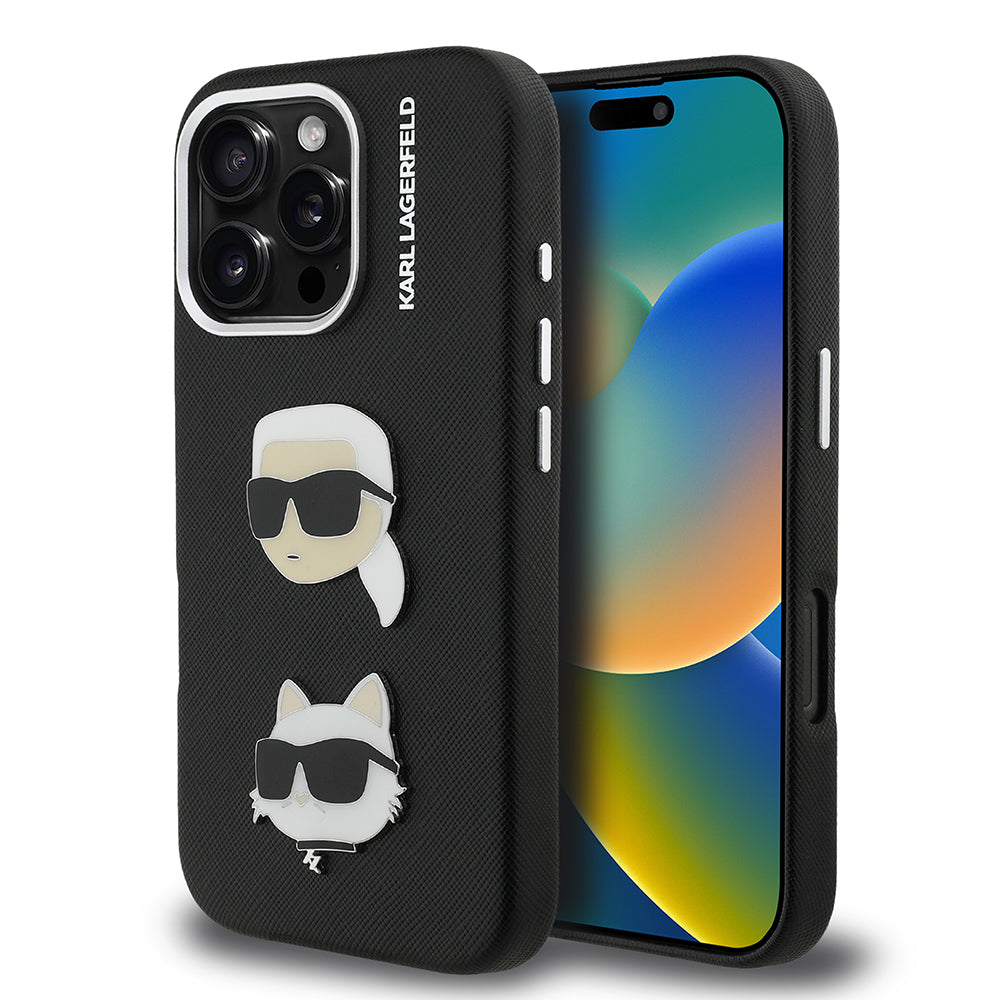 Apple iPhone 16 Pro Max Kılıf Karl Lagerfeld Orjinal Lisanslı K&C Heads Pin Kapak - Görsel 3