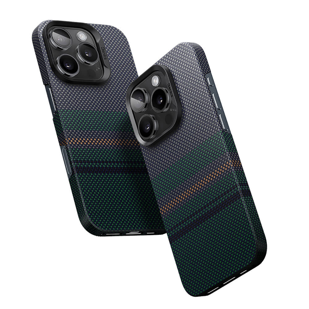 Apple iPhone 16 Pro Max Kılıf M-safe Şarj Özellikli Karbon Fiber Tasarımlı Benks Aurora ArmorAir Kevlar Kapak - Görsel 2